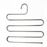 NNEOBA 5 layers Stainless Steel Clothes Hangers S Shape Pants Storage Hangers Clothes Storage Rack Multilayer Storage Cloth Hanger