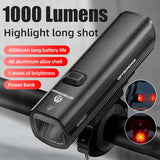 NNEOBA 1000 Lumen USB Rechargeable Bike Front Light 4800mAh Black