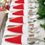 NNEOBA Set of 20 Christmas Hat Cutlery Bags - Festive Tableware Holders for Xmas Home Kitchen Decor