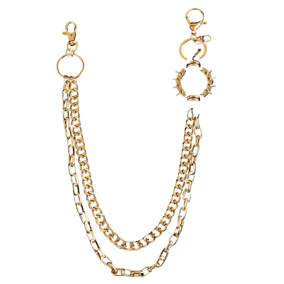 NNEOBA Metal Punk Rock Layered Chain Keychain Belt