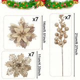Champagne Gold Artificial Berry Flower Bouquet Silk Floral