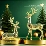 Gold Reindeer Christmas Ornament Set of 2