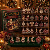24-Day Mini Christmas Brick Ornament Advent Calendar,Unique Designs, Buildable Bricks, Hanging Loops Included, Holiday Countdown