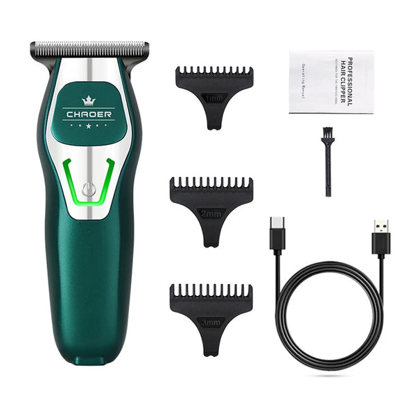 NNEOBA Professional Cordless Hair Clipper  T Blade 0mm Bald Trimmer Green