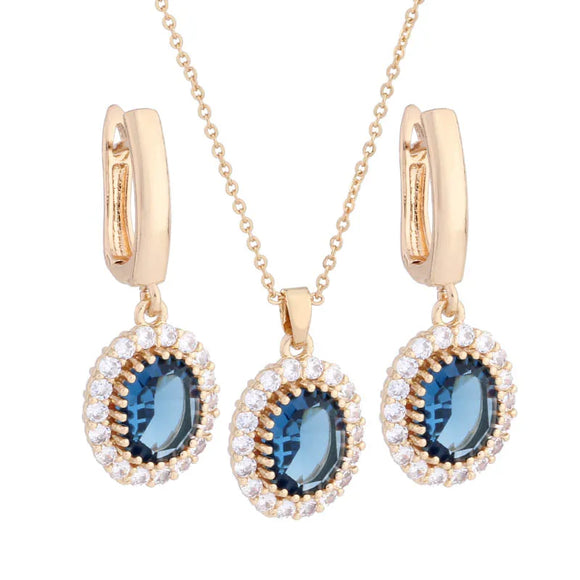NNEOBA Natural Zircon Necklace and Earrings Jewelry Set