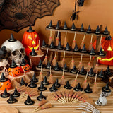 100-Piece Mini Witch Hat & Broom Set – Halloween Miniature