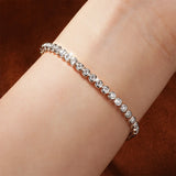 14K Gold Filled 2.5mm Moissanite Tennis Bracelet – Round Bezel Chain Bracelet for Women