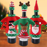 A-02(22x21cm) Creative Christmas Wine Bottle Set Golden Velvet Dress Wine Bottle Covers Sleeve Santa Snowman Xmas New Year Dinner Table Decor