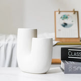 NNEOBA Nordic Elegance: White Ceramic U-shaped Vase for Stylish Living Spaces