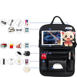 NNEOBA Car Seat Back Organizer with Foldable Table Tray PU Leather Storage Black