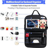 NNEOBA Car Seat Back Organizer with Foldable Table Tray PU Leather Storage Black