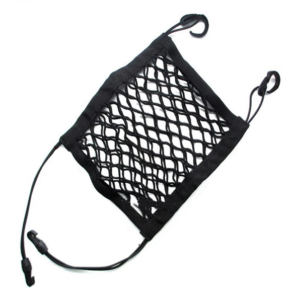 NNEOBA 2Pcs Elastic Car Storage Net Bag Between Seat Organizer Barrier Black