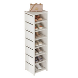 NNEOBA 8-Layer Foldable Shoe Rack Organizer - Space-Saving Wall Corner Storage (White)