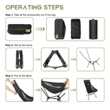 NNEOBA Portable Camping Chair with Headrest Black