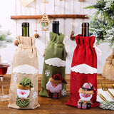 A-02(22x21cm) Creative Christmas Wine Bottle Set Golden Velvet Dress Wine Bottle Covers Sleeve Santa Snowman Xmas New Year Dinner Table Decor