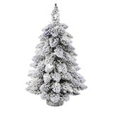 Snow-Flocked Christmas Tree Tabletop Figurine with LED Lights