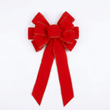 Large Red Velvet Christmas Bow with Gold Glitter Edge