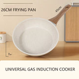 NNEOBA 26cm Non-Stick Natural Medical Stone Frying Pan White