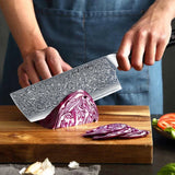 NNEOBA Professional 7-Inch Damascus Steel Meat Cleaver VG10 Core Black