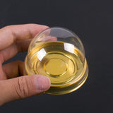 50pcs Clear Plastic Mini Cupcake Boxes with Gold Bases