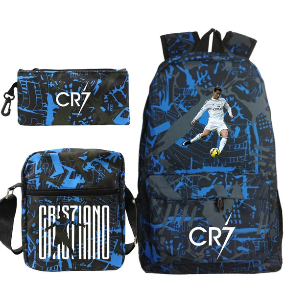 NNEOBA 3-Piece CR7 Backpack Set Blue
