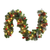 Christmas Garland with Pinecones and Red Berries