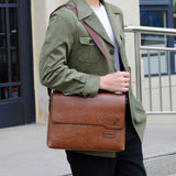 NNEOBA Men's Business Crossbody Shoulder Bag PU Leather