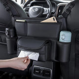 NNEOBA Multifunctional Leather Car Seat Storage Bag Hanging Organizer Black