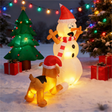 4 FT Inflatable Snowman with Dog  Caption
