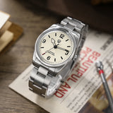 36.5mm Vintage Quartz Watch with Sapphire Crystal & 100M Water Resistance