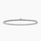 14K Gold Filled 2.5mm Moissanite Tennis Bracelet – Round Bezel Chain Bracelet for Women