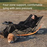NNEOBA Camping Folding Recliner Chair with Cotton Pillow Black