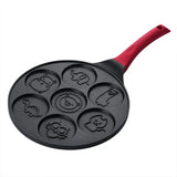 NNEOBA Seven-Hole Animal Face Pancake Frying Pan Non-Stick Black