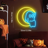 NNEOBA Moon Ghost LED Neon Sign for Halloween Decor