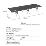 NNEOBA Lightweight Camping Cot Collapsible Sleeping Bed Black