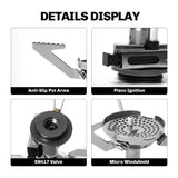 NNEOBA Camping Stove with Piezo Ignition Propane Butane Gas Burner Silver