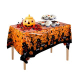 Halloween Disposable Plastic Tablecloth – Pumpkin, Spider Web & Bat Party Table Cover for Home and Celebrations