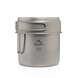 NNEOBA 1100ml Ultralight Titanium Camping Pot with Folding Handles Grey