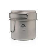 NNEOBA 1100ml Ultralight Titanium Camping Pot with Folding Handles Grey