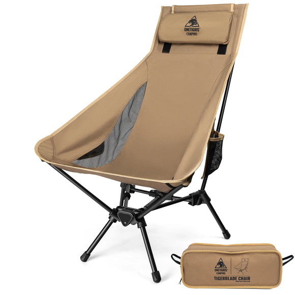NNEOBA Portable High-Back Camping Chair Khaki