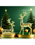Gold Reindeer Christmas Ornament Set of 2