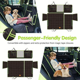 NNEOBA 6-in-1 Waterproof Dog Car Seat Cover for Back Seat Hammock Style Green