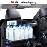 NNEOBA Car Seat Back Organizer with Foldable Table Tray PU Leather Storage Black
