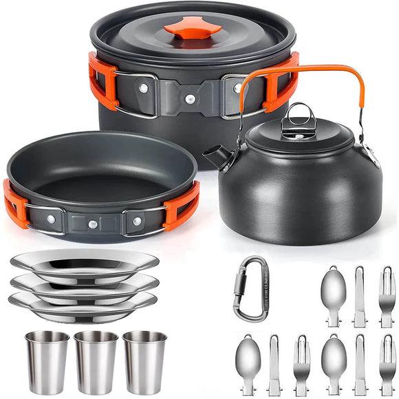 NNEOBA Camping Cookware Set Non-Stick Pots for 2-3 People