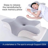 NNEOBA Butterfly-Shaped Memory Foam Pillow Slow Rebound Cow Horn Design Grey