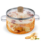 NNEOBA 1.6L Borosilicate Glass Saucepan with Lid Clear Heat-Resistant Pot