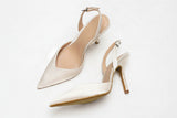Women's Satin Slingback Heeled Sandals