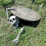 Halloween Skeleton Stakes with Skull Head & Movable Hand Arms