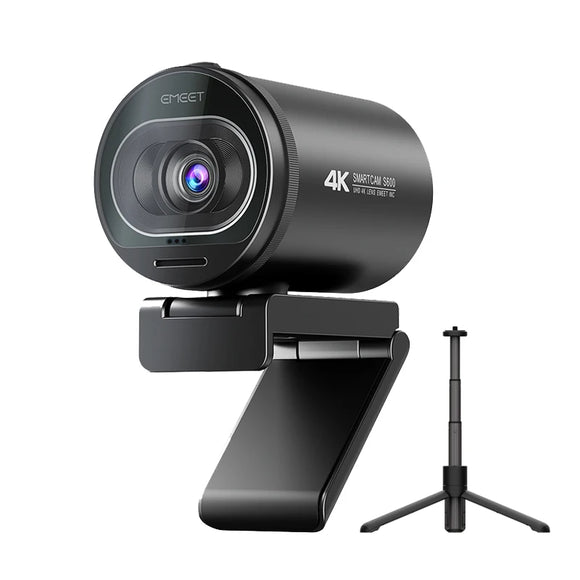 NNEOBA 4K Webcam with Tripod Autofocus Streaming Black