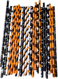 100-Piece Halloween Disposable Paper Straws – Party Decorations